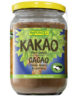 100% Kakao ohne Zucker, Rapunzel - Kakaopulver stark entölt - 250g