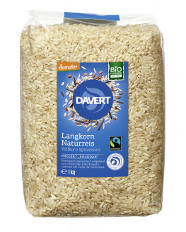 Davert - riz brun à grains longs, grains entiers - 1kg